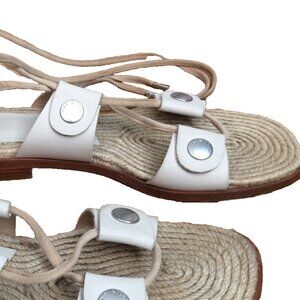 RAG & BONE EVELYN SANDALS WOMENS 36 US 6 7 WHITE LEATHER TIE UP 9.25"